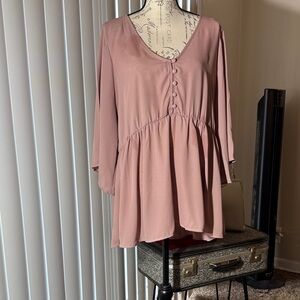 torrid Mauve Button-Front Peplum Tunic